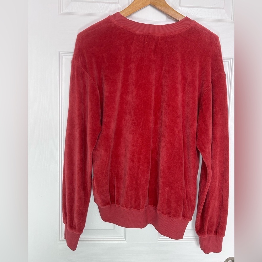 4/$20 Sundry Anthropologie orange y2k style velour crew neck sweater- size S - Picture 7 of 14